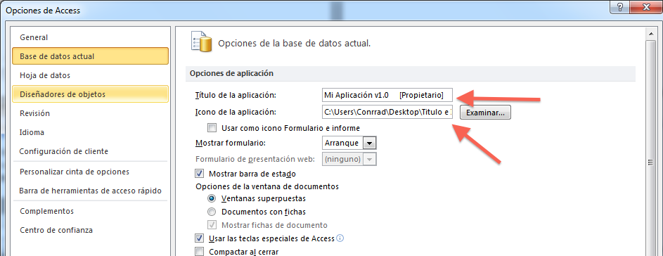 Microsoft Access - Configuración Icono