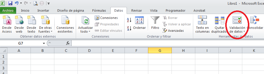 Validación de datos en Microsoft Excel
