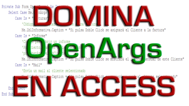 Domina OpenArgs en Access